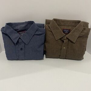UNTUCKit (Lot of 2) Mens Large Regular Fit Button Down Shirt Blue/Brown Cotton